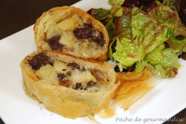 Strudel au boudin et pommes curry